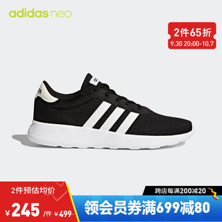 adidas 阿迪达斯 NEO  男女 休闲系列 LITE RACER 运动 休闲鞋 BB9774 黑白 37码 UK4.5码