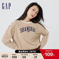 Gap 盖璞 女装秋季2022新款LOGO休闲长袖T恤445769运动上衣