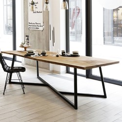 IRIS 爱丽思 北欧实木大板会议桌长方形工业风办公桌简约现代书桌工作台洽谈桌