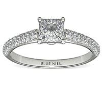 补贴购:Blue Nile 0.80 克拉公主方形钻石+三重微密钉钻石戒指