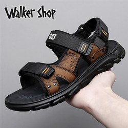 Walker Shop 奥卡索 男士凉鞋夏季外穿休闲软底沙滩鞋运动拖鞋男款开车 棕色 40
