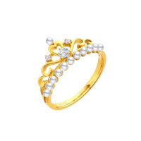 CHOW TAI FOOK 周大福 U189348 女士18K黄金珍珠钻石戒指 0.103克拉 2.2g