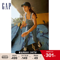 Gap 盖璞 女装秋季2022新款减龄直筒基本款牛仔背带裤841761休闲长裤潮
