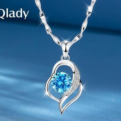 Qlady 爱心足银锆石项链