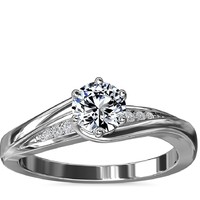 补贴购：Blue Nile 0.46 克拉圆形钻石+六爪密钉扭转订婚戒指