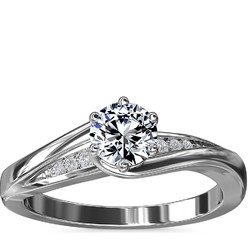 Blue Nile 0.46 克拉圆形钻石+六爪密钉扭转订婚戒指