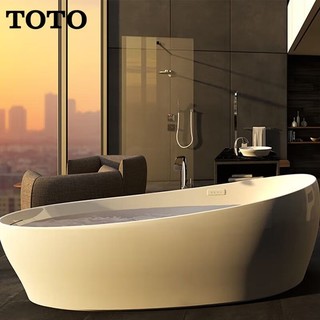 TOTO 东陶 浴缸独立式纤浮晶雅PJYD2200PW成人家用2.2米气泡按摩浴池 晶雅石材质气泡冲浪按摩浴缸