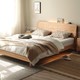 PLUS会员：YESWOOD 源氏木语 全实木床现代简约橡木大床北欧小户型卧室夜灯双人床 低铺床1.2*2.0m