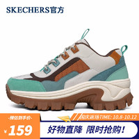 Skechers斯凯奇官方 明星同款女子绑带户外休闲运动鞋厚底老爹鞋155256 155256/NTMT 自然色/多彩色 37