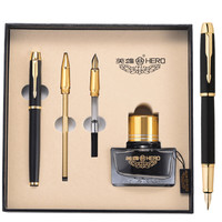 HERO 英雄 钢笔 1801 黒砂 F尖 三合一墨水礼盒装