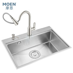 MOEN 摩恩 厨房水槽套装 防指纹抽拉龙头 700mm