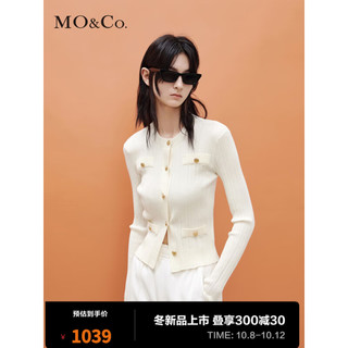 MO&Co. 摩安珂 女士圆领针织衫  MBB4CART07 米白色 S