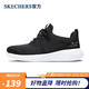 SKECHERS 斯凯奇 官方 男鞋新款简约一脚套跑步鞋 懒人休闲运动鞋 55076 黑色/白色/BKW 41/8