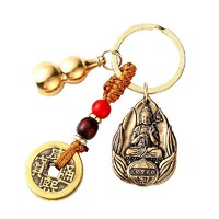 移动专享、移动端：黄铜十二生肖钥匙扣创意复古男女吊坠礼物随身挂件汽车锁匙扣