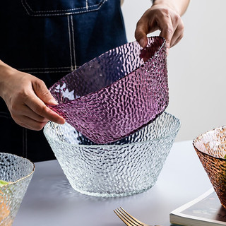 Yomerto 悠米兔 锤纹沙拉碗 加厚款 1.65L+1.65L 2个 墨绿+深紫