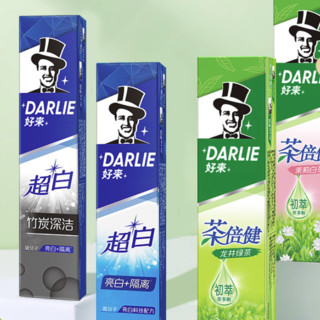 DARLIE 好来 牙膏套装 (超白竹炭深洁190g*2+亮白隔离超白牙膏190g*2+茶倍健龙井绿茶190g*2+茶倍健茉莉白茶190g*2)