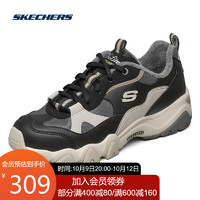 Skechers斯凯奇冬季女鞋厚底老爹鞋加绒保暖舒适熊猫鞋子66666313 BKNT黑色/自然色 35