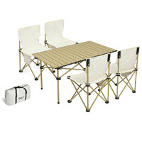 walkto 沃途 便携式野餐桌 磨砂黄 长桌（桌+米白色椅子*4+手提包+桌布）