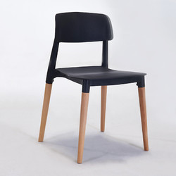 百思宜 现代休闲简约塑料餐椅 家用靠背椅洽谈桌椅咖啡椅子 黑色