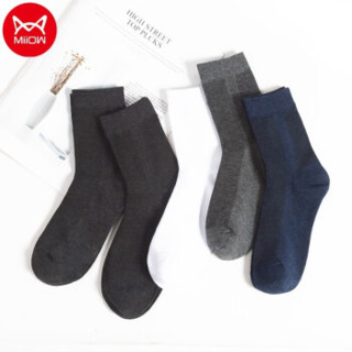 Miiow 猫人 男士中筒袜吸汗透气秋冬季厚款长袜 5双装