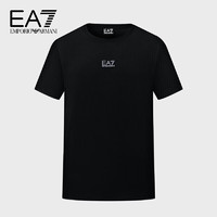 阿玛尼EA7 EMPORIO ARMANI奢侈品男装EA7男士LOGO印标棉质T恤衫 3LPT27-PJ7CZ 1200黑色 L