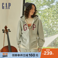 Gap 盖璞 男女装秋季LOGO碳素软磨抓绒卫衣外套461135情侣连帽无性别