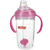 Nuby 努比 美国Tritan儿童水杯 吸管杯宝宝学饮杯婴儿饮水杯牛奶杯 重力球水杯 鸭嘴杯-粉