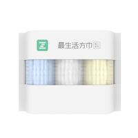 Z towel 最生活 婴儿6层纯棉纱布口水巾 3条装 蓝+白+黄