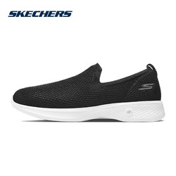 SKECHERS 斯凯奇 官方新品女鞋一脚蹬透气网布懒人休闲运动健步鞋 14939/BKW 黑色/白色 35