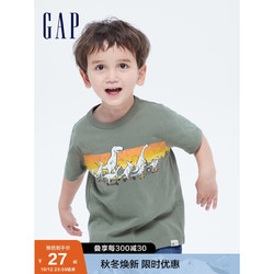 Gap 盖璞 男幼童纯棉印花短袖T恤681413夏季新款洋气童装上衣 绿色 90cm(18-24M)