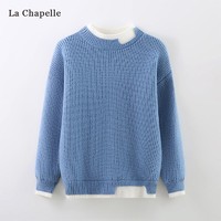 La Chapelle 男童毛衣套头加绒加厚秋冬款洋气中大童针织衫儿童打底衫