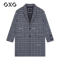 GXG 黑白格长款夹克外套冬季新品商场同款型男士御寒厚实保暖大衣