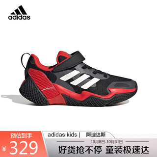 Adidas Kids阿迪达斯男青少年4UTURE RNR EL K魔术贴常规跑步鞋GY9384黑/白/红 11.5k/29.5码/适合脚长18cm