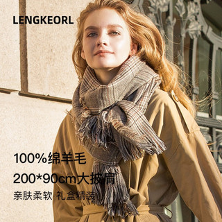 LENGKEORL 凌克 女士羊毛围巾 L283104076 英伦格 200