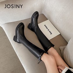 Josiny 卓诗尼 女鞋子2022新款靴子冬季长靴小个子粗跟长筒靴骑士靴高筒靴