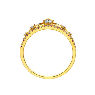 CHOW TAI FOOK 周大福 迪士尼公主系列 U189403 女士王冠18K黄金钻石宝石戒指 0.071克拉 13号