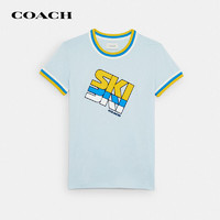 COACH 蔻驰 奢侈品专柜款女士棉滑雪T恤浅蓝色棉质C7916TOC-S