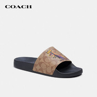 COACH 蔻驰 奢侈品男士COACHXJEAN-MICHELBASQUIAT拖鞋卡其色经典标志涂层帆布鞋面C6019KHA-7D/40