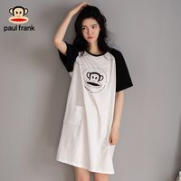 大嘴猴睡裙女全纯棉家居服大码夏季宽松简约舒适卡通中长款睡衣
