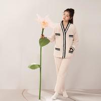 MERCURY 水星家纺 可外穿小香风家居服套装女士秋冬保暖拼色家居服
