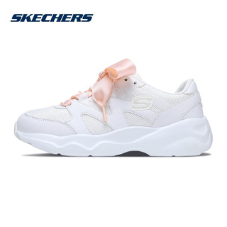 Skechers斯凯奇官方 女鞋D\x27LITES新款休闲鞋老爹鞋蝴蝶结熊猫鞋（丝带随机） 88888162/WCRL 白色/珊瑚色 38