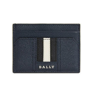 BALLY 巴利 男士深蓝色黑白拼色条纹皮质卡包证件包 THAR.LT 17 6218033