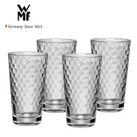 WMF 福腾宝 德国福腾宝玻璃杯 透明菱纹玻璃水杯 家用饮水杯套装 菱纹拿铁杯四件套