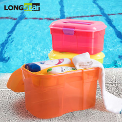 LONGSTAR 龙士达 2个装 手提防水游泳装备干湿分离收纳盒塑料透明玩具儿童整理箱