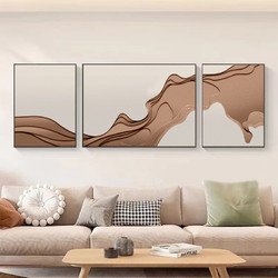 御景 客厅装饰画现代轻奢沙发背景墙挂画北欧抽象晶瓷画奶油风三联壁画
