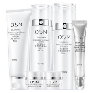 OSM 欧诗漫 珍珠白护肤套装 (净透洁颜泡沫120g+润白柔肤水120ml+保湿乳120ml+赋活霜8g+淡斑精华乳10ml+亮采修护眼霜5g)