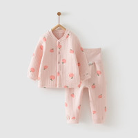 Tongtai 童泰 秋冬3个月-3岁婴幼儿男女宝宝夹棉长袖长裤居家保暖对开套装 TS23J233 粉色 80