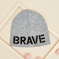 巴拉巴拉 儿童帽子冬季男童保暖防风帽针织毛线帽双面佩戴字母时尚