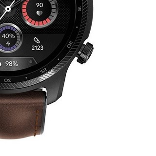 TicWatch Pro X 4G智能手表 47mm 黑色表壳 棕色皮质表带（北斗、GPS、血氧）