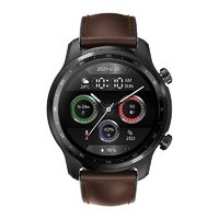 TicWatch Pro X 4G智能手表 47mm 黑色表壳 棕色皮质表带（北斗、GPS、血氧）